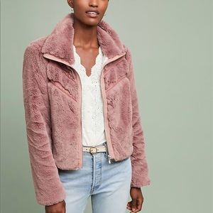NEVER WORN, LIKE NEW! Anthropologie chevron faux fur bomber jacket